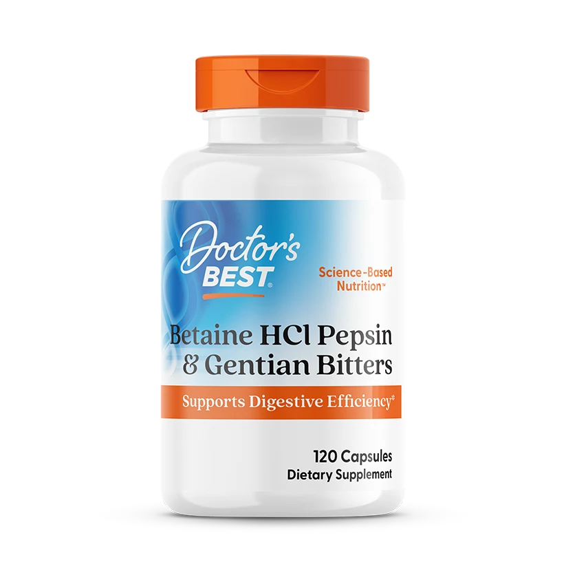 Betaine HCl Pepsin & Gentian Bitters, 120 Capsules