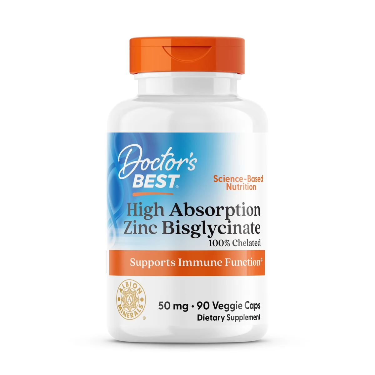 High Absorption Zinc Bisglycinate, 100% Chelated, 50 mg, 90 Veggie Caps