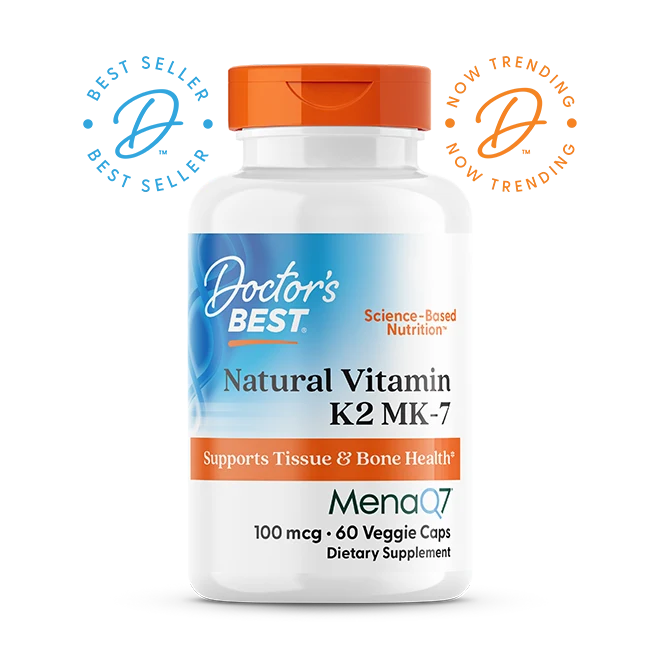 Natural Vitamin K2 MK-7 with MenaQ7, 100 mcg, 60 Veggie Caps