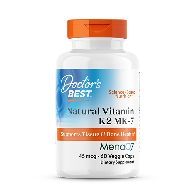 Natural Vitamin K2 MK-7 with MenaQ7, 45 mcg, 60 Veggie Caps