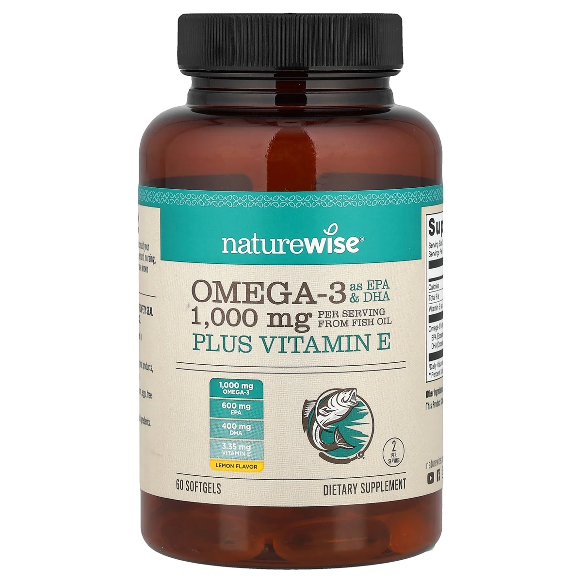 Omega 3 plus Vitamin E Softgels, Lemon
