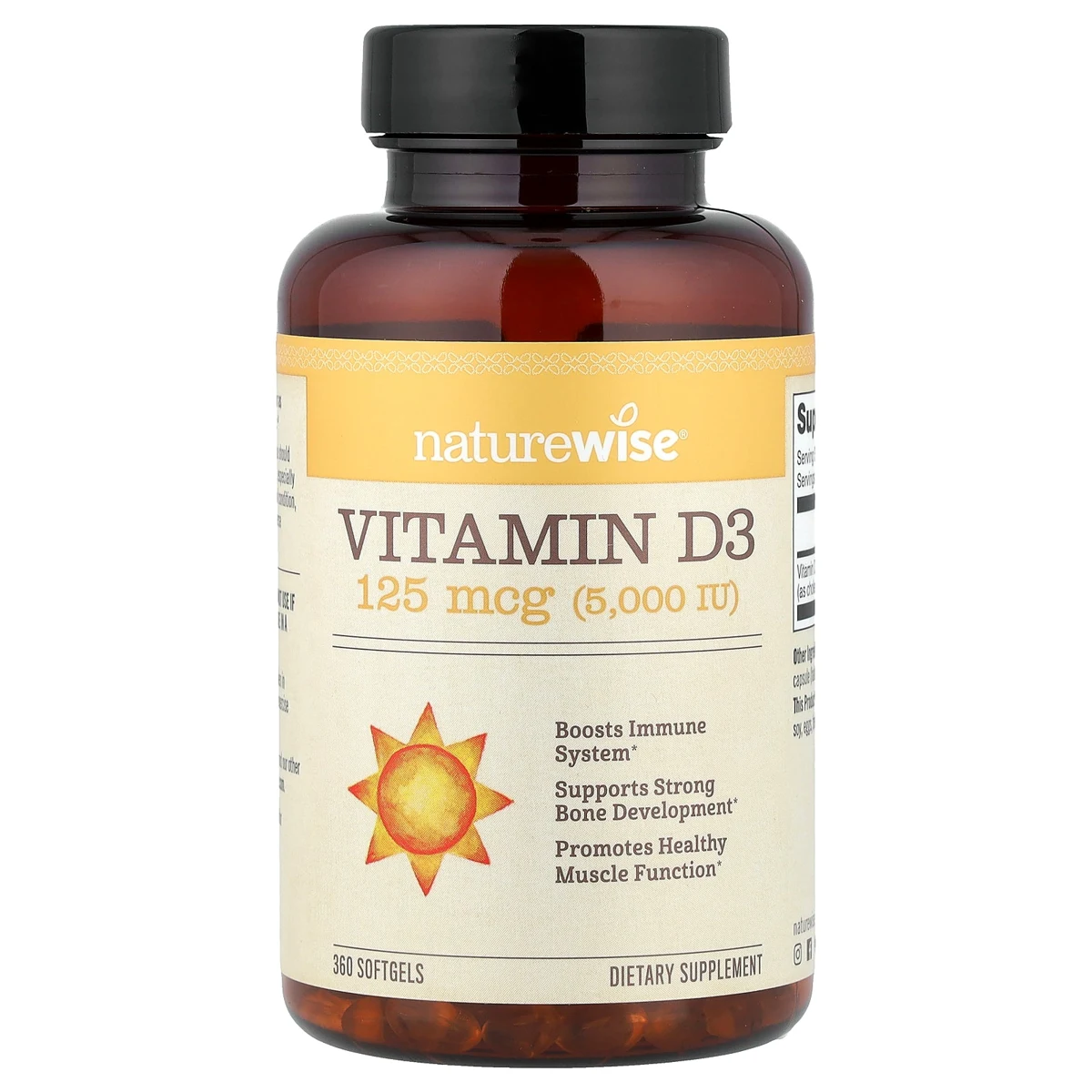 Vitamin D3, 125 mcg (5,000 IU)